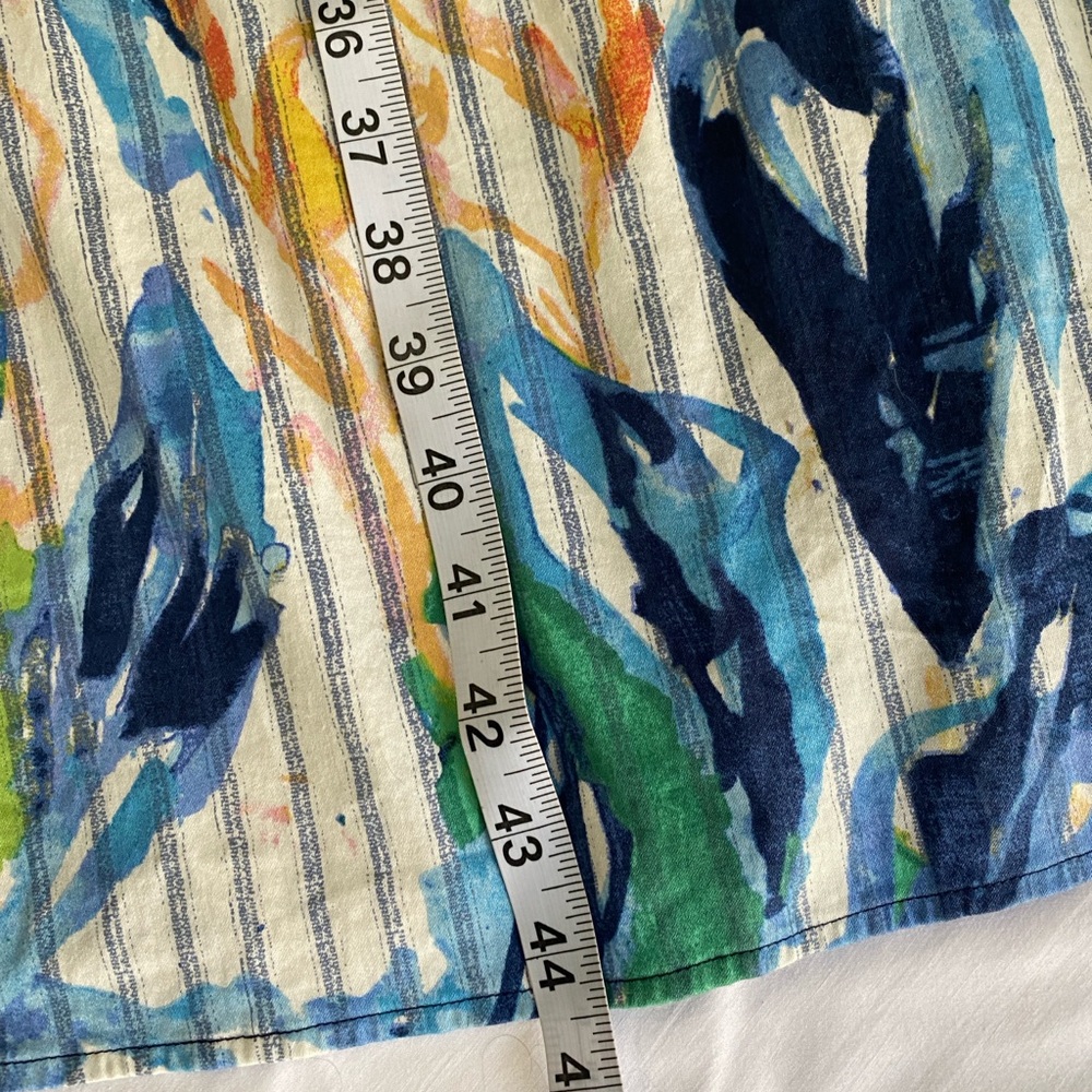 NIC+ZOE Green and Blue Scribble Vines Floral Sleeveless Midi Shirt Dress SZ 2X - Picture 11 of 11